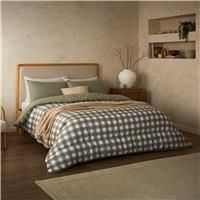 Night Lark Coverless Duvet & Pillowcase Set - Lightweight, Reversible, Hypoallergenic – Autumn Collection – All-in-One Comforter – Machine Washable (Olive Gingham, Single - 10.5 Tog)