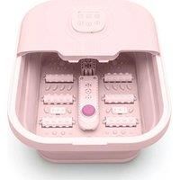 Rio Deluxe Foldaway Foot Spa Foot Bath with Massaging Rollers, Adjustable Temperature Settings, Pedicure Pumice Stone, Relaxing Bubbles, Powerful 500W Water Heater & Remote Control - Pink