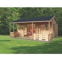 Shire Kingswood 19' 6" x 17' 6" (Nominal) Reverse Apex Timber Log Cabin with Assembly (82962)