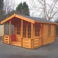 Shire Lydford 12' x 14' 6" (Nominal) Apex Timber Log Cabin with Assembly (48459)