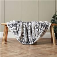 BHS Fairisle Mono Throw - White - 140x180cm