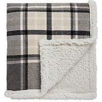 Very Home Chenille Check With Sherpa Throw - Grey