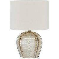 Reign Herringbone Glass Table Lamp In Champagne