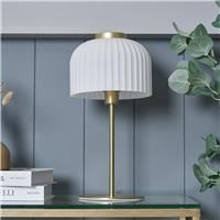 BHS Reed Metal Table Lamp - Brass & White