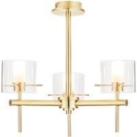 Spa Gene 3 Light Ceiling Light Clear Glass and Satin Brass