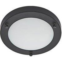 Spa 180mm Delphi LED Flush Ceiling Light 12W Cool White Opal Glass and Matt Black