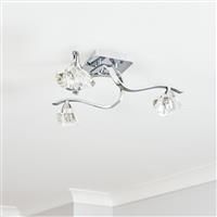 BHS Scorpio Glass 3 Light LED Flush Ceiling Light - Silver