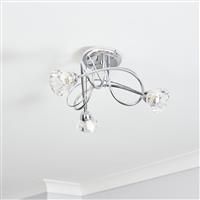 BHS Sagitarius Glass 3 Light Flush to Ceiling Light - Silver