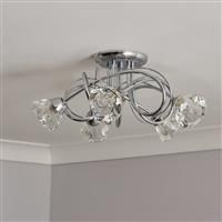 BHS Sagitarius Glass 5 Light Flush to Ceiling Light - Chrome