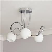 BHS Acacia Glass 3 Light Flush to Ceiling Light - Chrome