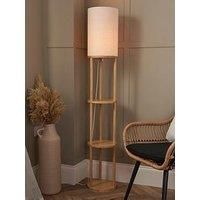 BHS Shelby Oak Floor Lamp with Shelves