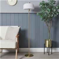 BHS Reed Metal Floor Lamp - Brass & White