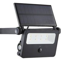 Zinc 2W Solar Powered PIR Security Light IP44 Black 200lm Cool White
