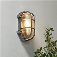 Zink CLAY IP44 Silver Oval Caged Outdoor Bulkhead