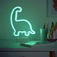 Litecraft Glow Dinosaur Neon Table Lamp Children's Lighting - Green