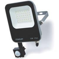 Stanley SXLS38694E Slimline 30w LED Flood Light, IP65, black, 3300lm, 6500K, PIR