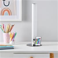 Litecraft Glow Shimmer Table Lamp Cylinder Colour Changing LED Base - Chrome