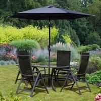 Sorrento 4 Seater Round Deluxe Lounger Set Black