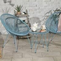 Monaco 2 Seater Blue Egg Chair Bistro Set Blue