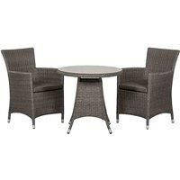 Royalcraft Paris Round Bistro Set In Grey And 2 Carver Dining Armchairs With Grey Cushions