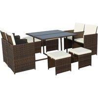 Ebern Designs Dudi 8 Seater Dining Set with Cushions  - brown - Size: 110.0 W x 110.0 D cm