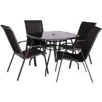 Royalcraft Rio 4 Seater Set With Parasol - Black