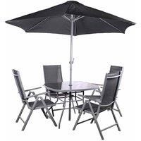 Royalcraft Rio 4 Seater Recliner Dining Set - Black
