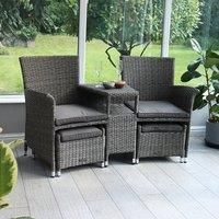 Paris Fixed Companion Set with pull-out footstools incl. Weather Shield Cushions