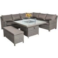 Royalcraft Paris 7pc Modular Corner Dining Set w/ 120cm Firepit Table
