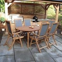 Royalcraft 1 Ellipse Table w/ 6 x Grey Reclining Armchair