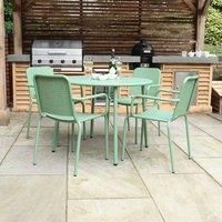 Royalcraft PORTO 4 seater Round dining set - 100cm Table Plus 4 Stacking chairs Olive