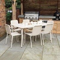 Royalcraft PORTO 6 seater Rectangular dining set - 160x90cm Table Plus 6 Stacking chairs Champagne