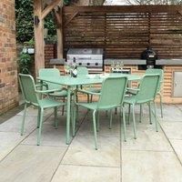 Royalcraft PORTO 6 seater Rectangular dining set - 160x90cm Table Plus 6 Stacking chairs Olive