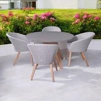 Royalcraft FSC 1 LUNA 120cm Round concrete table with 4 Sol Dining Chairs