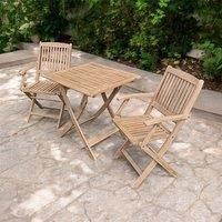 Royalcraft FSC 1 LONDON 70cm Square Folding Bistro Set with 2 London Folding Armchairs
