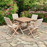 Royalcraft FSC 1 LONDON 90cm Square Folding Set with 4 London Rope Folding Armchairs