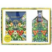 Archive Luggage Tag & Passport Holder Travel Set, Green