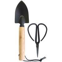 Indoor Gardening Black Metal Trowel and Scissors Snippers Set in Presention Gift Box
