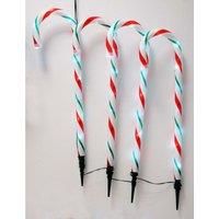 Festive 4 X 62cm Candy Cane Stake Light - Red/White/Green
