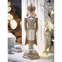 Festive Beaded Effect Christmas Nutcracker Decoration - Gold/Silver