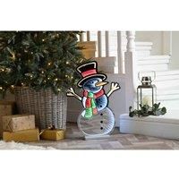 Festive 60Cm Infinity Standing Snowman With Wooden Base