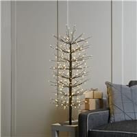 Festive Productions 90cm Black Lit Mini Microdot Christmas Tree – 320 Warm White LED Lights with Twinkling Effect – Indoor Outdoor Prelit Display with 5m Lead Cable and Square Base