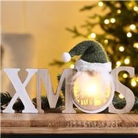 Festive Battery Operated Lit XMAS Sign with Gonk Decoration