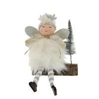 Festive Dangly Legs Fairy Oranament, White & Grey