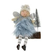 Festive Dangly Legs Fairy Oranament, Blue & White