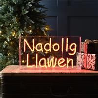 Festive Neon Nadolig Llawen Sign, Red