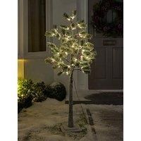 Festive 150 Cm Lit Flocked Berry & Pine Outdoor Christmas Tree - Warm White Leds