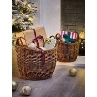 Festive Set Of 2 Wicker Baskets