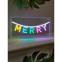 Festive 30 Cm Neon Light Up Merry Sign Christmas Decoration
