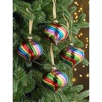 Festive Multicolour Glass Onion Tree Decs Pack 4